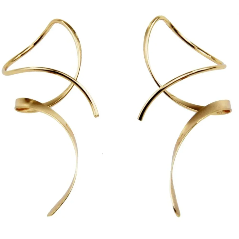 14K Gold Plated Spiral Dangle Earrings - Picture 1 of 5
